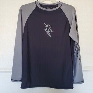 Da Hui Rash Guard Long Sleeve Shirt Men’s Sz M Medium Black Gray Polyester Spndx